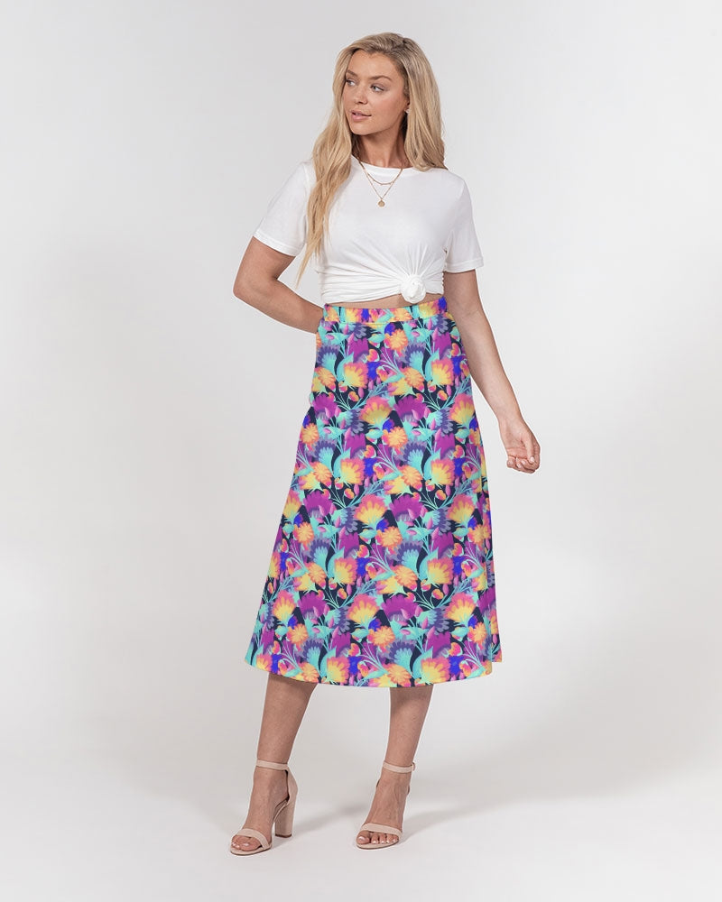 Vivid Blossoms Midi Skirt