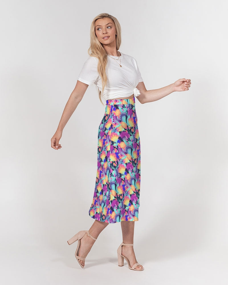 Vivid Blossoms Midi Skirt