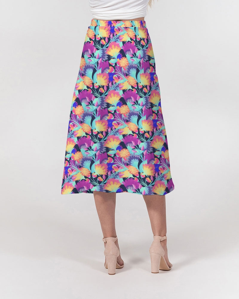 Vivid Blossoms Midi Skirt