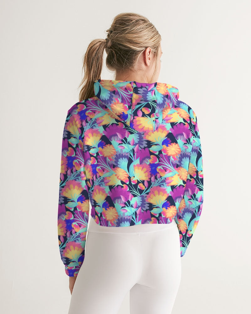Vivid Blossoms Cropped Hoodie