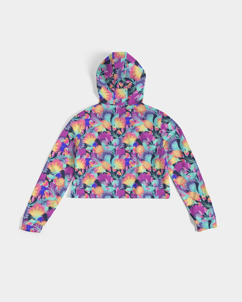 Vivid Blossoms Cropped Hoodie