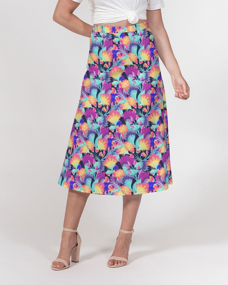Vivid Blossoms Midi Skirt