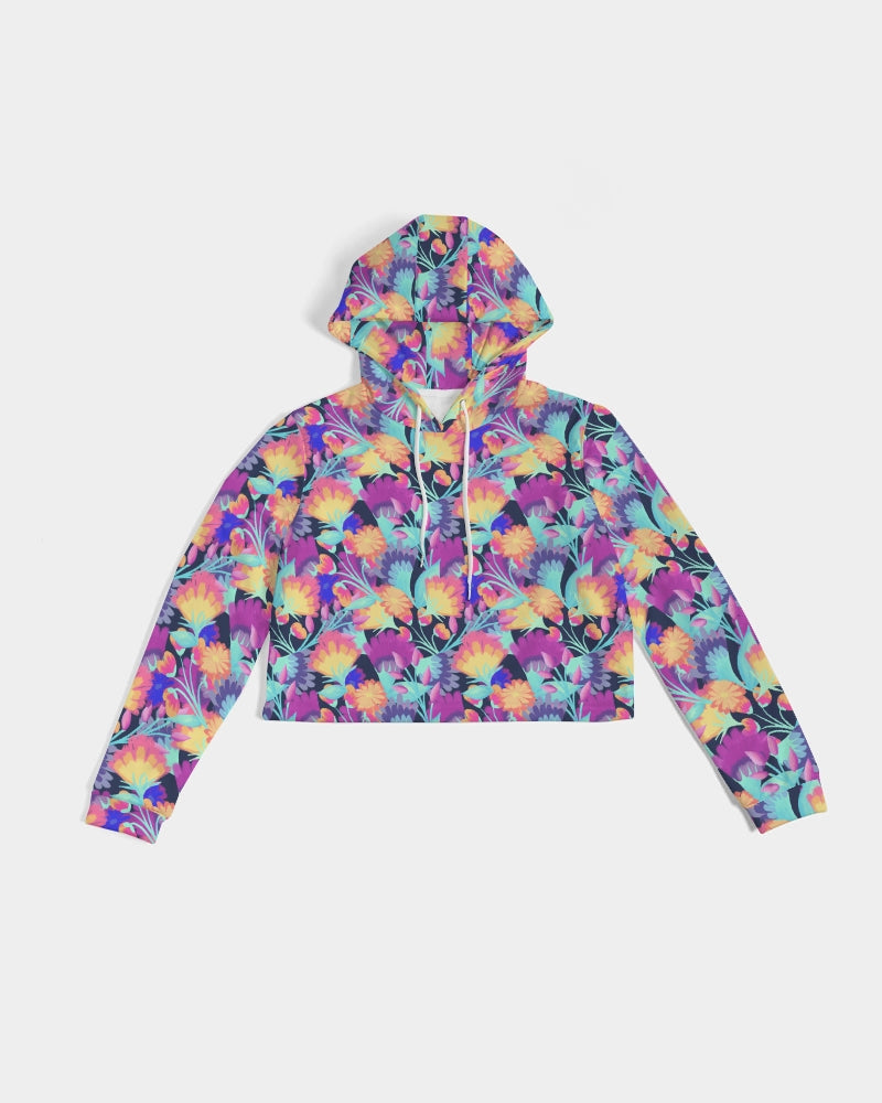 Vivid Blossoms Cropped Hoodie