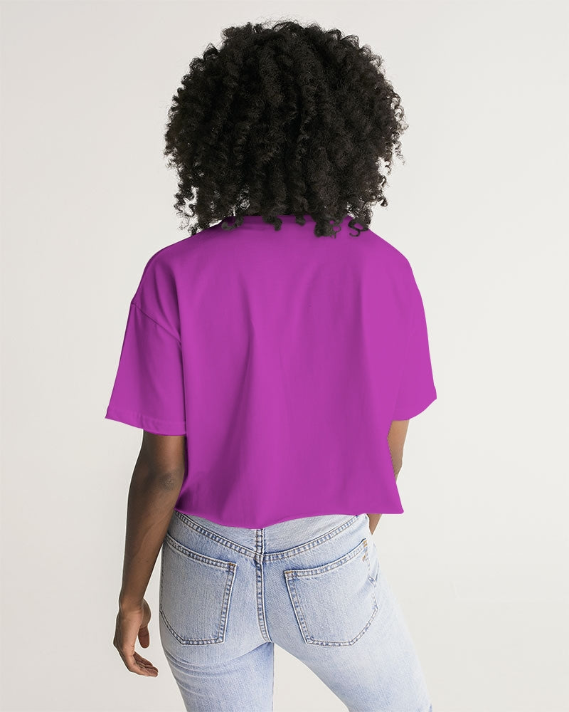 Vivid Blossoms Fushia Cropped Tee