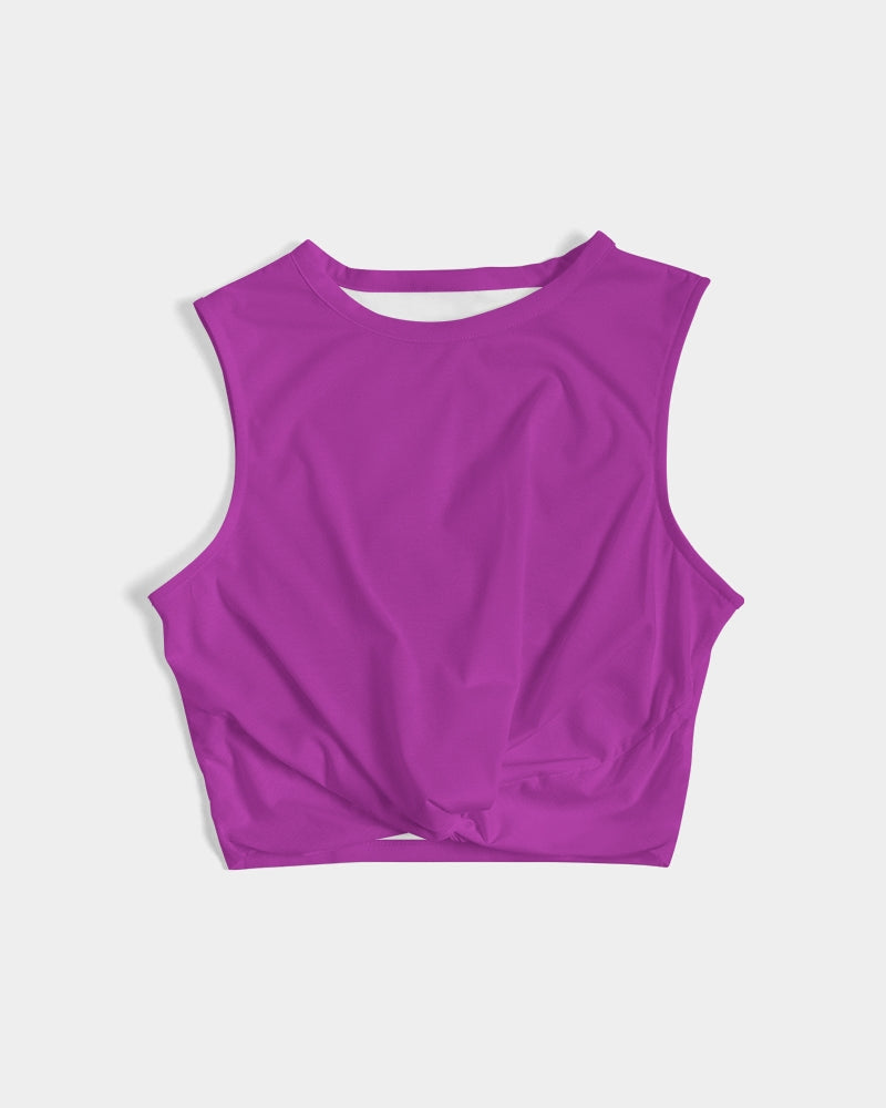Vivid Blossoms Fushia Twist-Front Tank