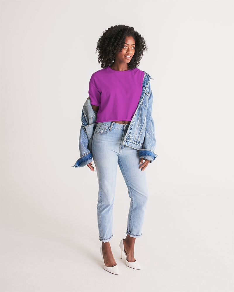 Vivid Blossoms Fushia Cropped Tee