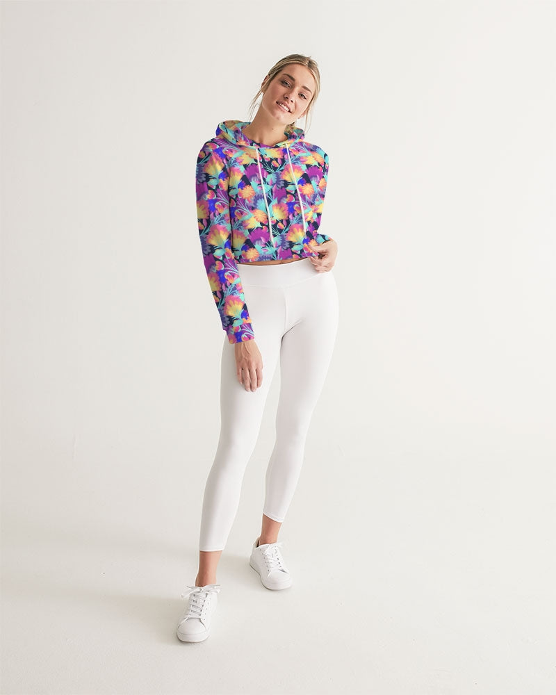 Vivid Blossoms Cropped Hoodie