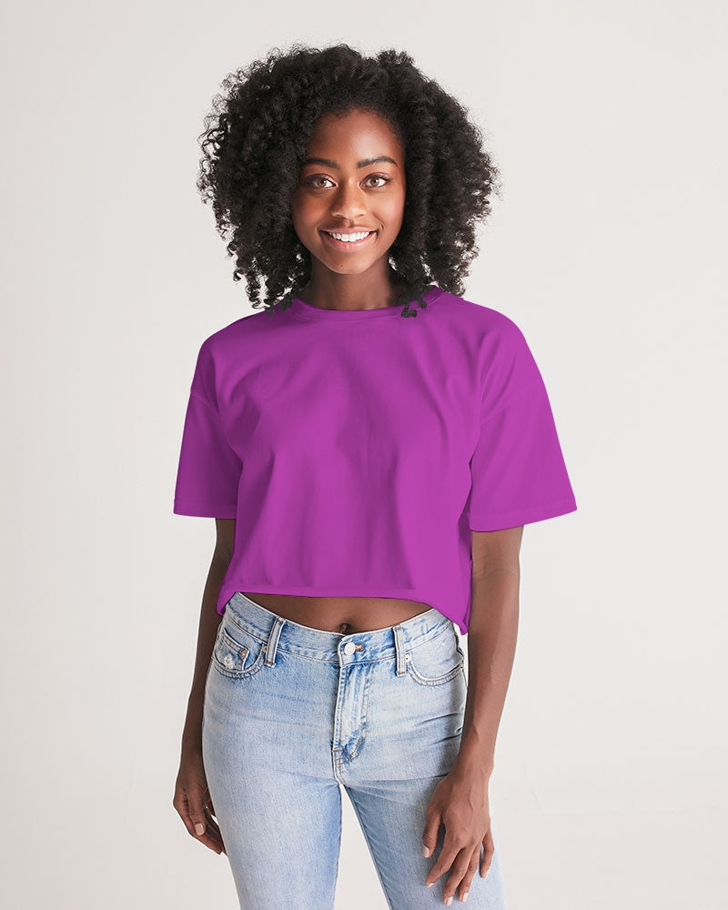 Vivid Blossoms Fushia Cropped Tee