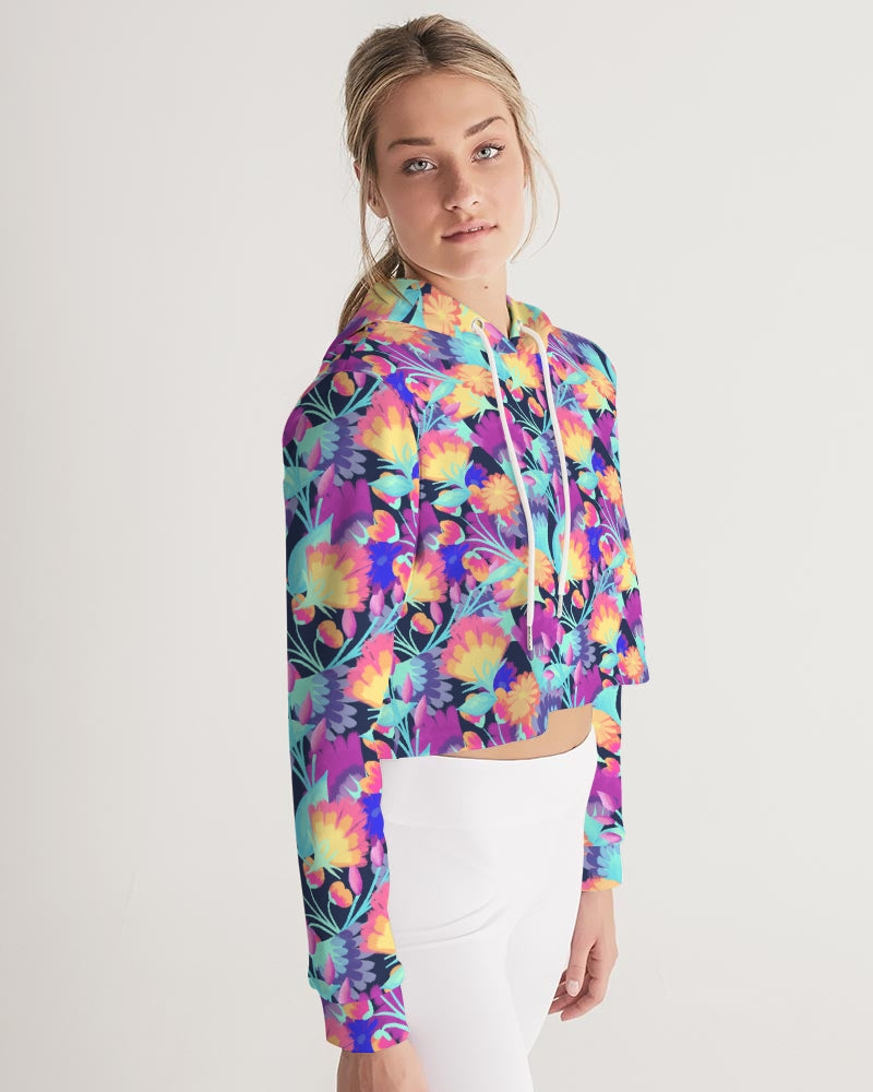 Vivid Blossoms Cropped Hoodie