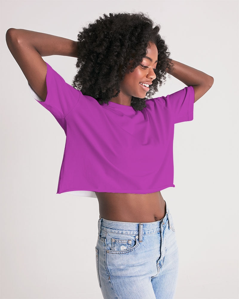 Vivid Blossoms Fushia Cropped Tee