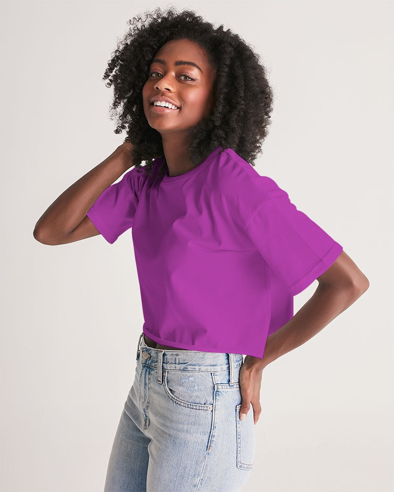 Vivid Blossoms Fushia Cropped Tee