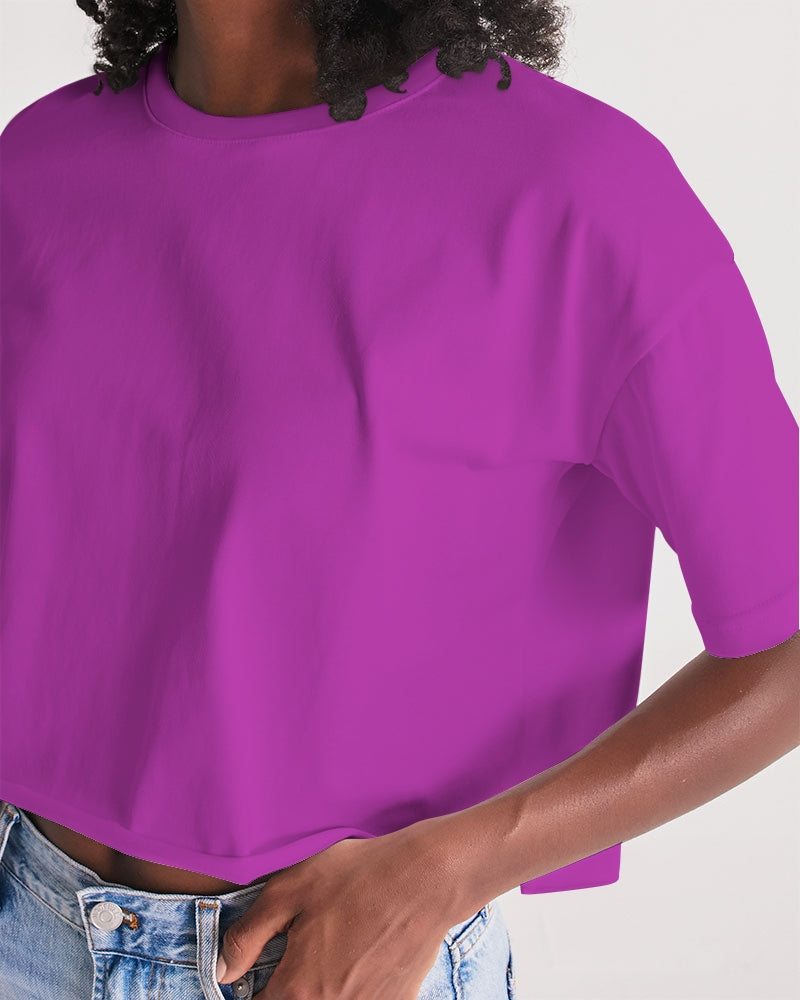 Vivid Blossoms Fushia Cropped Tee