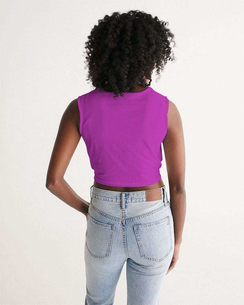 Vivid Blossoms Fushia Twist-Front Tank