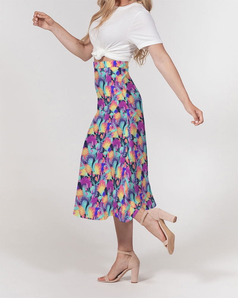 Vivid Blossoms Midi Skirt