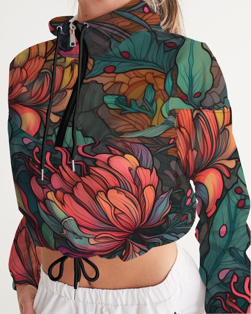 Peonies Cropped Windbreaker