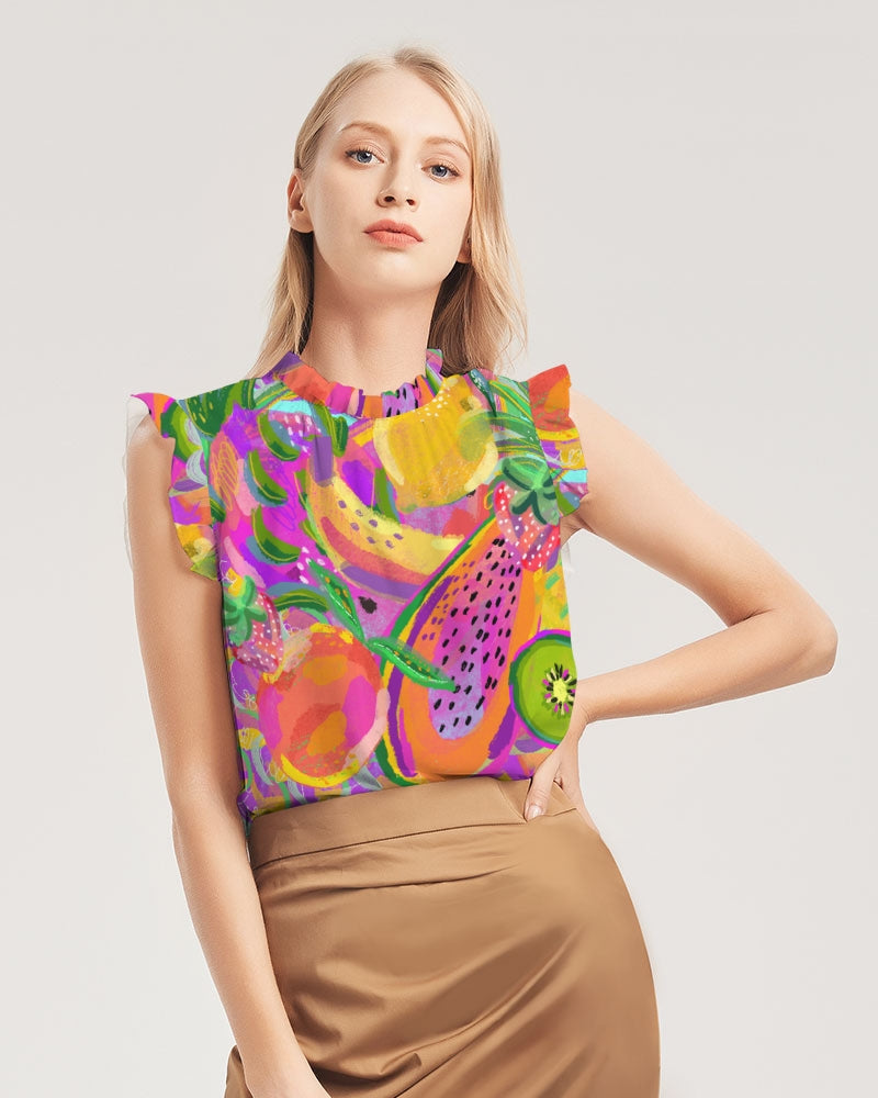 Fruit Salad Women's Ruffle Sleeve Top