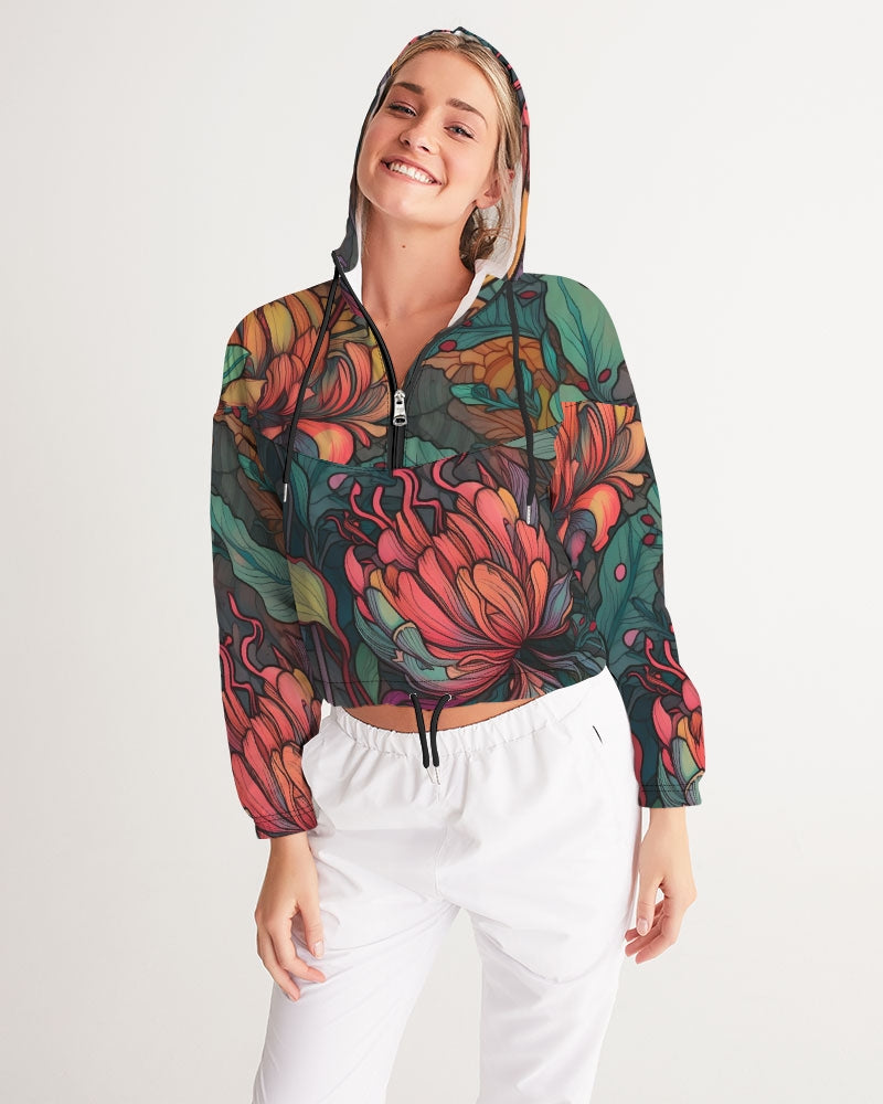 Peonies Cropped Windbreaker