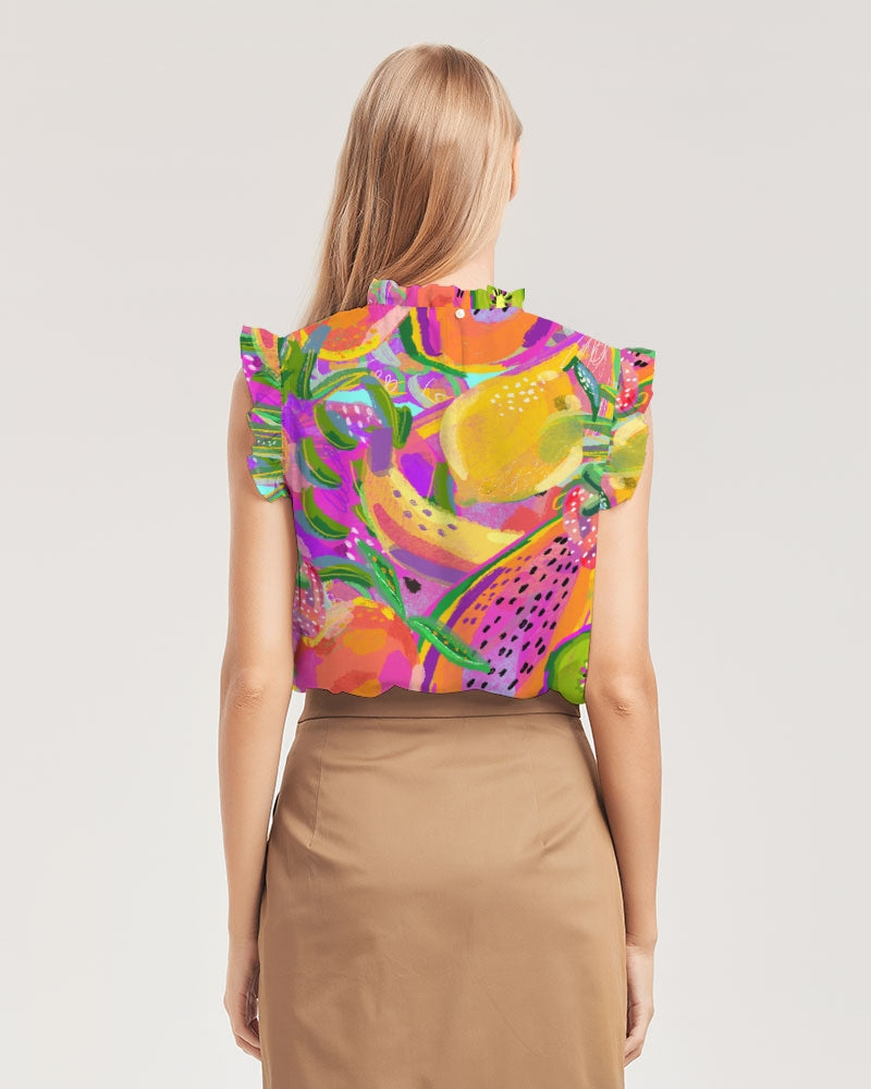 Fruit Salad Women's Ruffle Sleeve Top