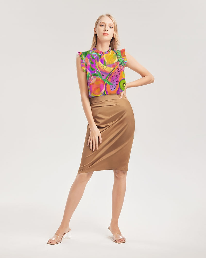 Fruit Salad Women's Ruffle Sleeve Top