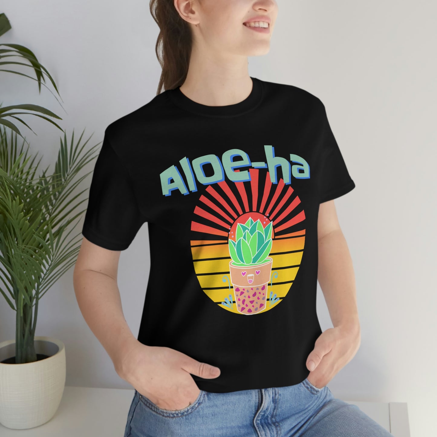 Jersey Short Sleeve Tee: Aloe-ha (unisex)