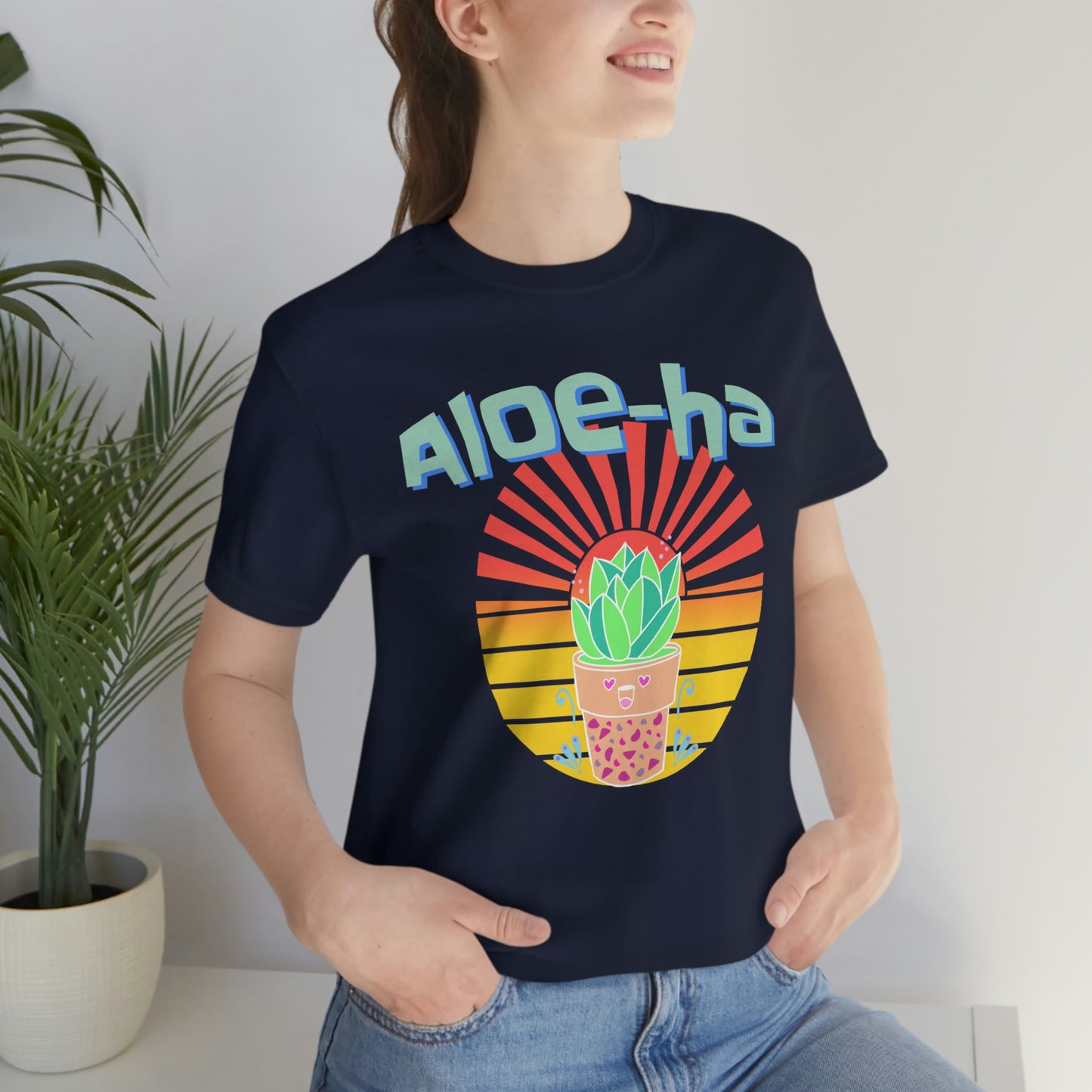 Jersey Short Sleeve Tee: Aloe-ha (unisex)