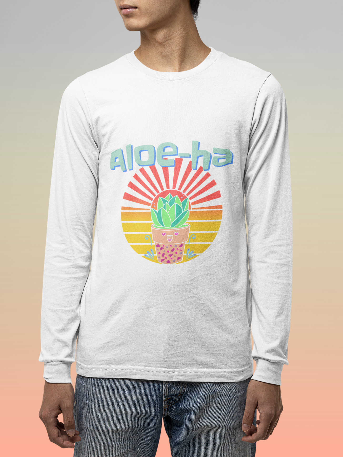 Jersey Long Sleeve Tee: Aloe-ha (unisex)