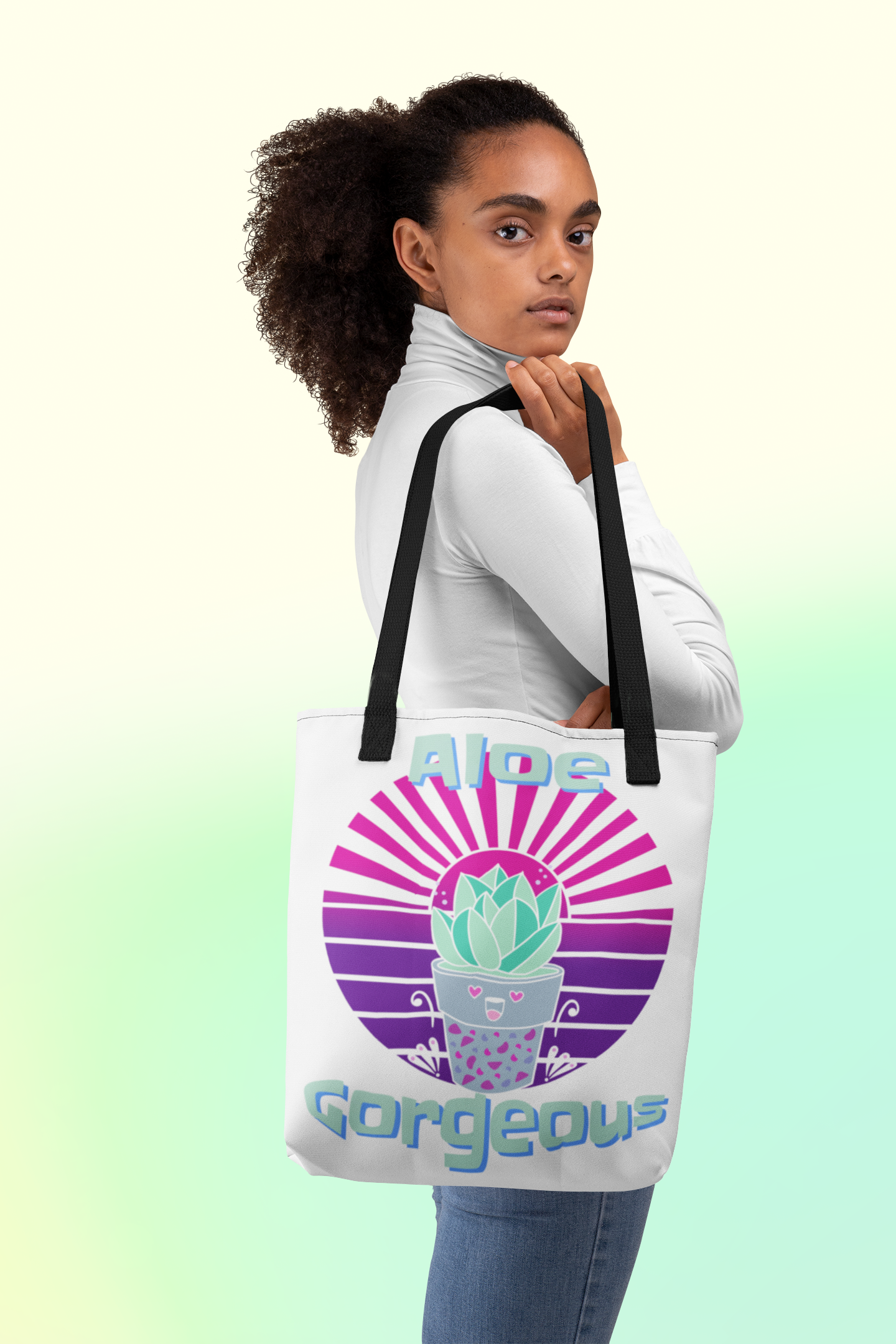 Tote Bag: Aloe Gorgeous - White