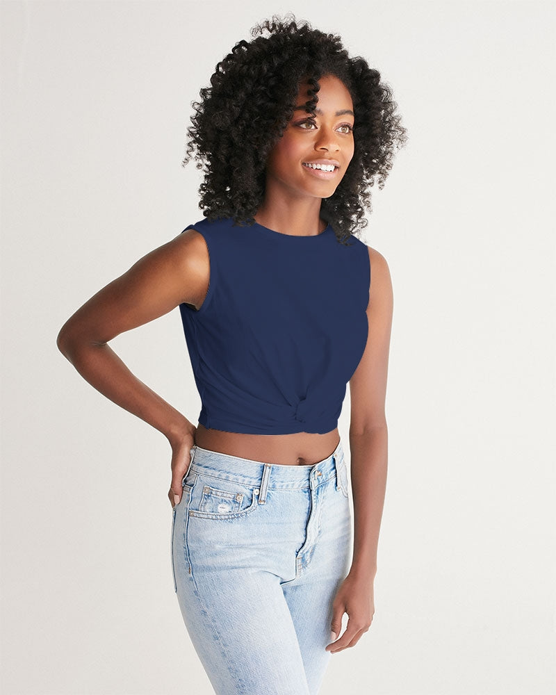 Vivid Blossoms Navy Twist-Front Tank