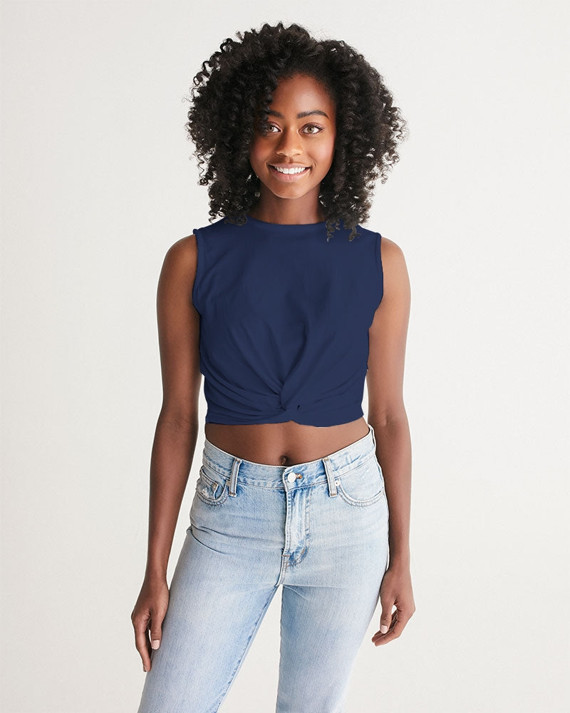 Vivid Blossoms Navy Twist-Front Tank