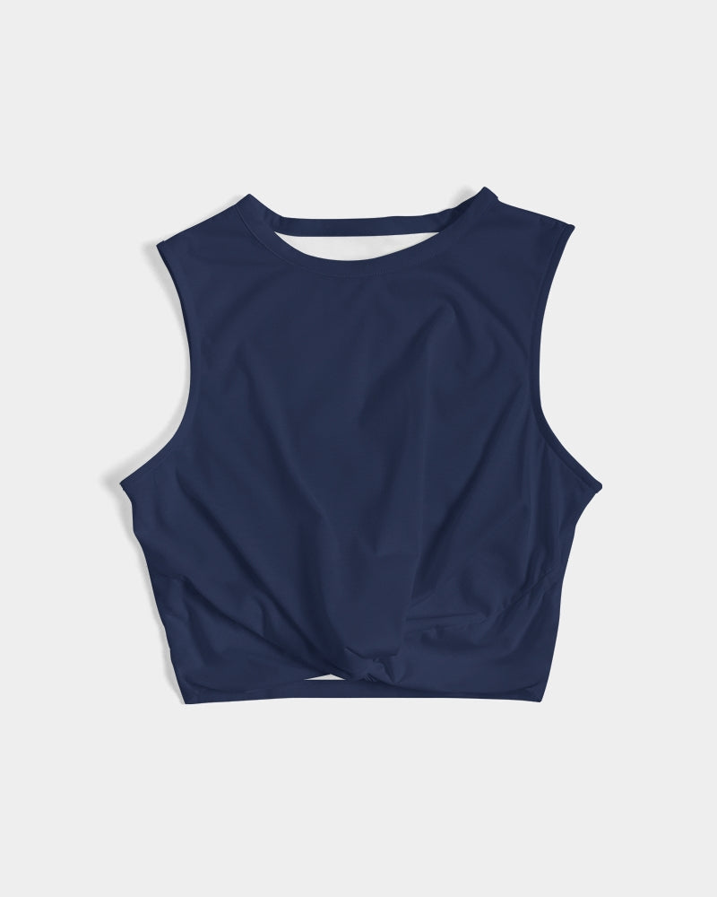 Vivid Blossoms Navy Twist-Front Tank